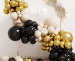 Black Gold Boho Balloon Garland Arch Kit, 142Pcs Metallic Gold, Sand Whi... - $17.09