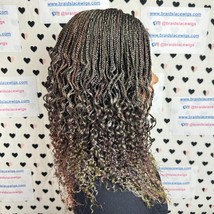 Wavy Curls Small Box Braids Handmade Lace Closure Curly Braided Wig 16 I... - $158.95
