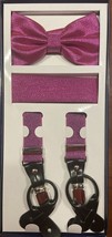 New Y back Men&#39;s Vesuvio Napoli Suspenders Bowtie Hankie Metallic Purple/pink - £18.68 GBP
