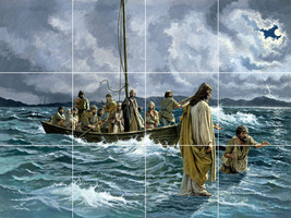 Peter Jesus walking on the sea of galilee water ceramic tile mural backsplash - £46.54 GBP+