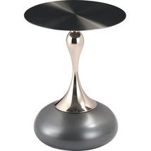 LeisureMod Round Modern Side Table - Black Stainless Steel Top, Pedestal... - €99,83 EUR