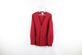 Vintage 90s LL Bean Mens Small Faded Blank Cotton Knit Cardigan Sweater Red - $59.35