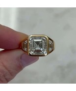 Signet Bezel Set  Asscher Cut 8MM Moissanite Ring Engagement Ring 14K Go... - €172,86 EUR