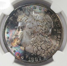 1882-S Silver Morgan Dollar NGC MS65 Wild End Of Roll Toning SAM7 - £417.29 GBP