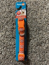 Aspen Pet Small/Petit Padded Dog Collar Durable Orange Chevron 5/8 Width 8-14” - £7.06 GBP