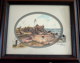 Signed Point Wilson Lighthouse Art Print Matted Framed By Olivia Jane Williams - £21.57 GBP