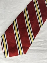 Vintage Jos A Bank Repp Tie Red Yellow Stripes All Silk USA Made - $186.24 MXN