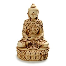 BUDDHA STATUE 5.5&quot; Meditating Buddhist Icon High Quality Off White Resin India - £21.53 GBP