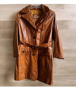 Vtg Montgomery Ward The Tannery Leather Jacket Womens M Mens 16 Camel Ta... - $135.13 CAD