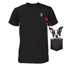 Funny Boston Terrier Puppy Dog In Pocket Unisex Tshirt Gift For Dog Mom Dog Dad - $18.76+