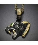 2 CT Round Black Diamond Panther Hip Hop Pendant 14K Yellow And Black Go... - $217.60 CAD