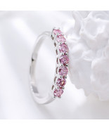 GIGAJEWE 2.3mm Total 0.3ct Round Cut Pink Moissanite Half Circle 925 Sil... - $35.00