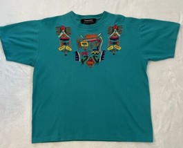 Vintage Treasures by I.B. Diffusion ~ Turquoise, Embroidered Top ~ Large - £17.08 GBP