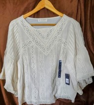 Lucky Brand embroidered flutter-sleeve lace top - £27.90 GBP