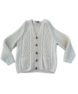 Vintage Inverallan Hand Knit Cable Crew Chunky Fisherman Cardigan Sweate... - $257.25 CAD