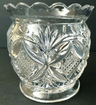 Pressed Glass Vase Scalloped 3&quot; x 3.75&quot; Romantic Regency Vintage - £10.46 GBP