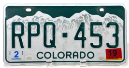 Colorado License Plate- RPQ-453 -Green White Mountains-Stickers-Expired-... - $7.50