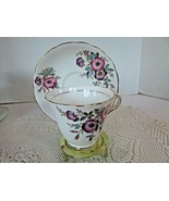 COLCLOUGH TEACUP &amp; SAUCER PINK &amp; PURPLE POPPIES LONGTON  ENGLAND  - €8,43 EUR