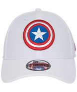 Captain America Logo White Colorway New Era 39Thirty Fitted Hat White - £35.84 GBP