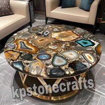 Wild Agate Coffee Table, Geode Agate Center Custom Table, Modern Furnitu... - $279.57+