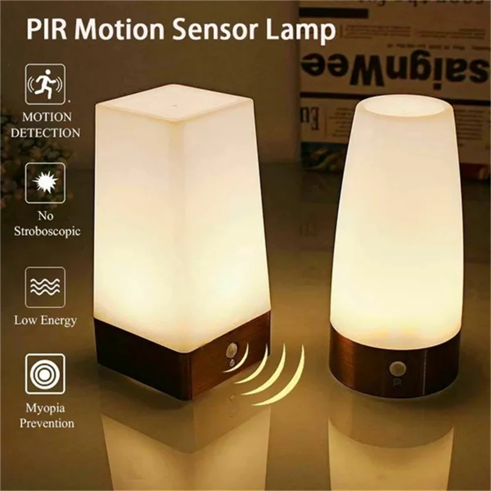 Wireless PIR Motion Sensor LED Night Light Battery Operated Table Lamp S... - $7.93