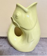 Gurgle Pot Large Light Yellow 2006 Pitcher Fish Vase 9.5&quot; Stoneware - $31.75