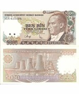 10 notes -Turkey P198, 5000 Lirasi, Ataturk / electrical power station  ... - $661.36 MXN