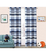 Boys Girls Kids Blue ELEGANT STRIPES Bedroom Window 2 Panel Curtain Set ... - $49.95