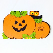 Vintage Halloween Hallmark Party Invitation Card Owl and Pumpkins Jack O Lantern - £12.75 GBP