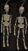 Skeleton EARRINGS-Jointed Pirate Funky Gothic Jewelry-HUGE-GRAY - £4.80 GBP