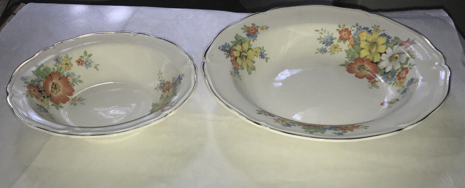 Primary image for Lot Of 2 Bowls  Vintage Edwin M Knowles China Co., USA 41-10  Floral Pattern.