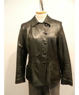 Solsona Barcelona Black Leather Jacket Asymmetrical Front Button 40 - £48.49 GBP