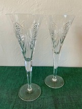 Pair of Waterford Crystal MILLENNIUM HAPPINESS Champagne Flutes Glasses - $109.99
