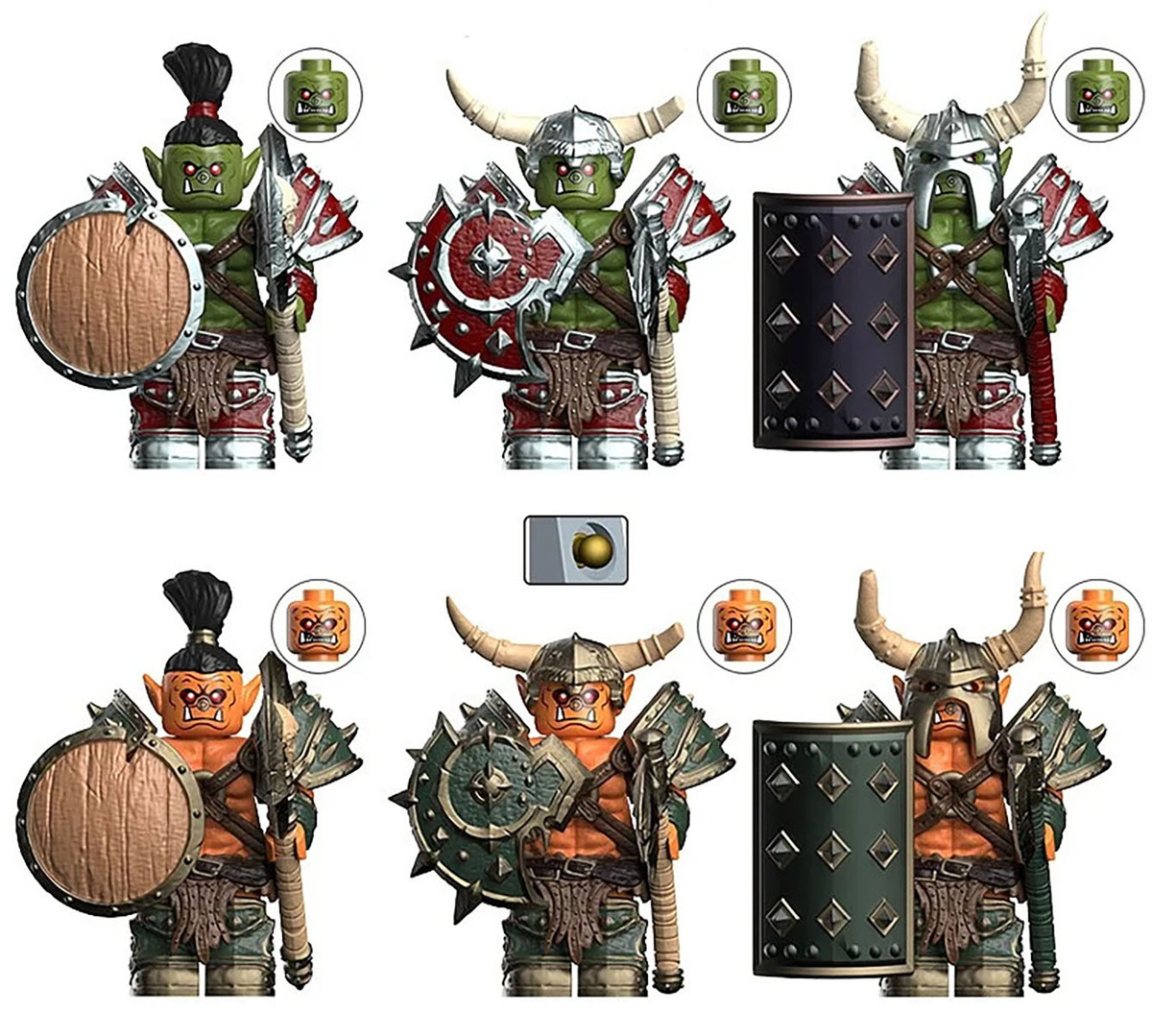 6Pcs Medieval Orc Warrior Minifigure Movable-join Iron Horde Grommash Mi... - $25.59