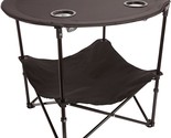 Preferred Nation | 2 Tier Folding Camping Table, Black, 4 Mesh Cup Holders, - £37.49 GBP