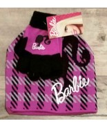 BARBIE Girls Winter HAT &amp; GLOVES Pink Multi 4-6X - FREE SHIPPING - £34.56 GBP