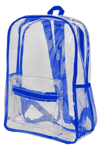 Extra Large Royal Blue Color Outlined Clear PVC Backpack - £22.94 GBP