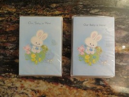 48 Vintage 1980’s Rousana Birth Baby Announcement Card Envelope Bunny Du... - $15.76
