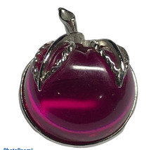 Signed Sarah Coventry Jelly Belly Luite Apple Cherry Brooch Pin Fuchsia Pink  - £23.98 GBP