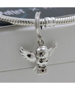 925 Sterling Silver HP Hedwig the Owl Dangle Charm with Black and Red En... - $27.16 CAD