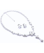 Beautiful victorian white pearl bridal wedding necklace set crystal accents - $21.00
