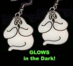 Funky Huge Glow Ghosts Earrings Spooky Halloween Haunted House Costume Jewelry - £4.69 GBP