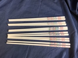 6 Sets Of Vintage Plastic Off White Chopsticks With Asian Design 10” - $14.20