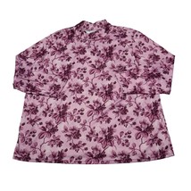 Haband Shirt Womens 3X Pink Floral Mock Neck Quarter Sleeve Pullover Tee - $11.76