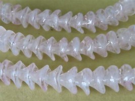 12 12 mm Three Petal Flower Beads: Crystal/Light Pink Pinstripe - £2.50 GBP