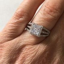 Square CZ Silvertone engagement ring Size 8 - $20.79
