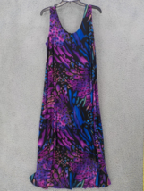 Jostar Slinky Sleeveless Dress Sz L Multicolor Psychedelic Print Poly Spandex - £31.96 GBP