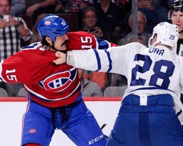 George Parros Vs Colton Orr 8X10 Photo Hockey Canadiens Leafs Picture Nhl Fight - £3.94 GBP