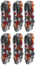 6 Sheets Rose Skull Wolf Temporary Tattoo Waterproof Large Tattoo for Men Women - £19.48 GBP