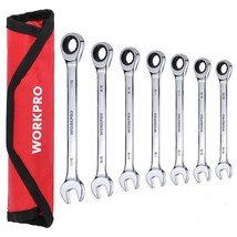 WORKPRO 7-Piece Ratcheting Combination Wrench Set, 72 Teeth, Combo Ratch... - £42.23 GBP